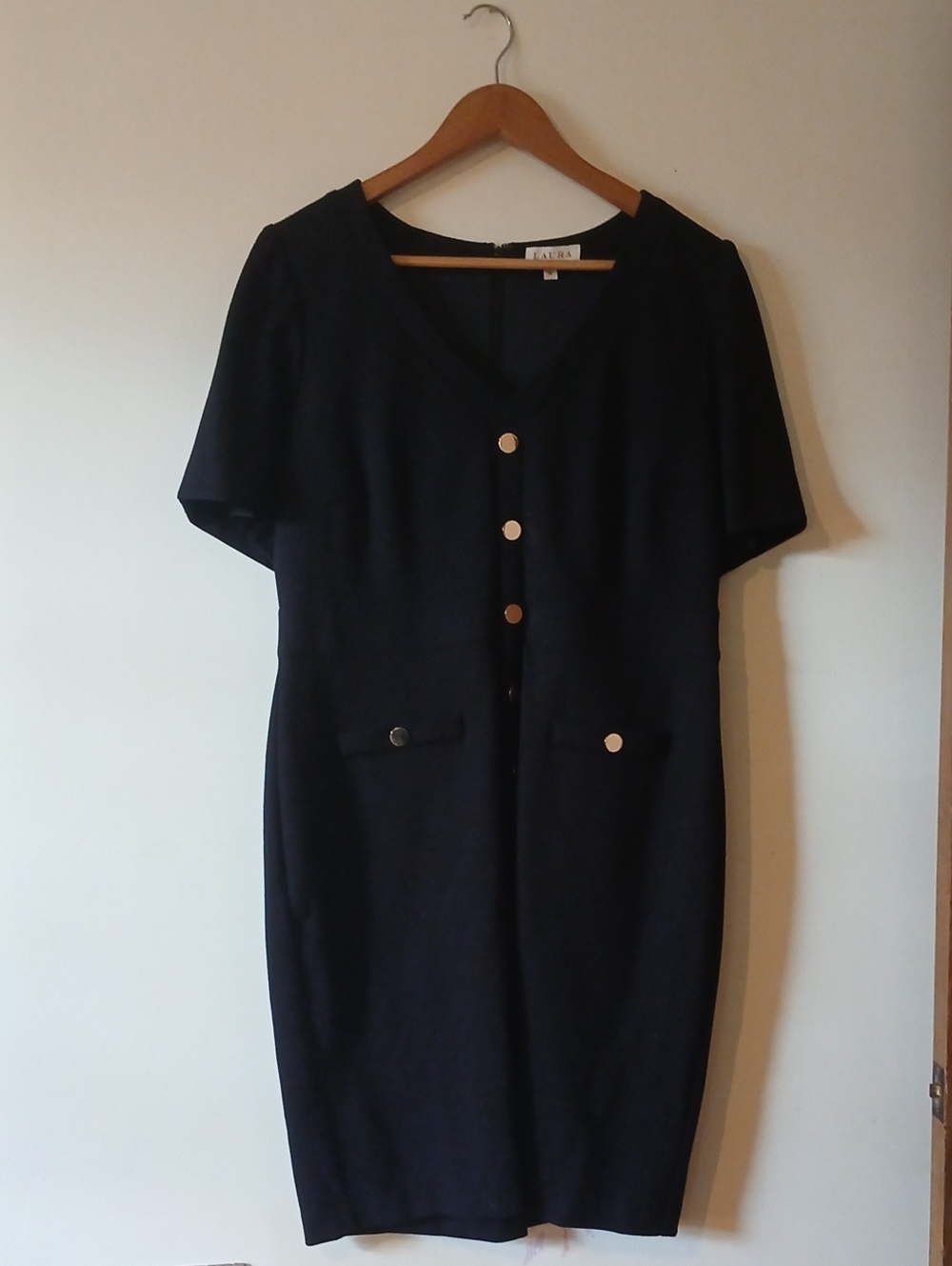 Laura Classic Black Button-Front Women’s Dress